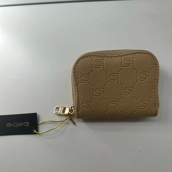 Bebe Beige Wallet with Gold Zipper - Picture 2 of 3
